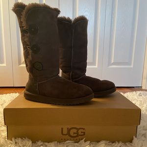 Brown button tall UGGS (original box included)